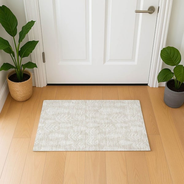 Mayfield Premium Machine Washable Abstract AMF1813 Beige 2 ft. x 3 ft. Area Rug
