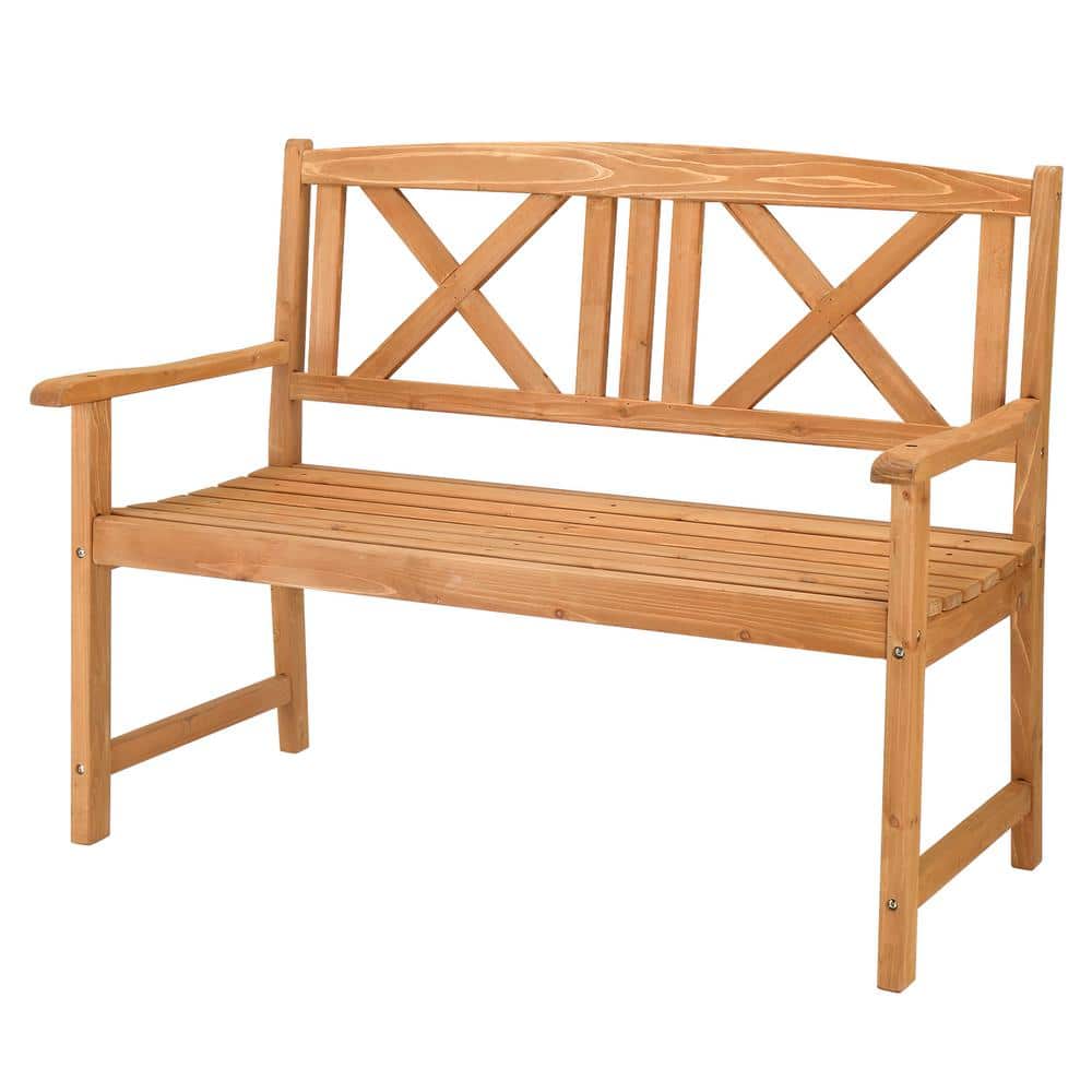Karl home 46 in. Wood Outdoor Bench 568405623717 - The Home Depot