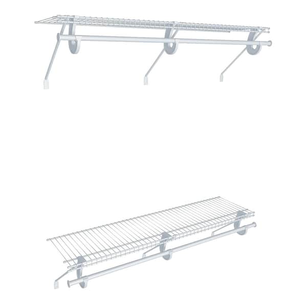 Superslide 12 in. D x 48 in. W x 36 in. H White Wire Fixed Mount Double Hang Reach In Closet Kit