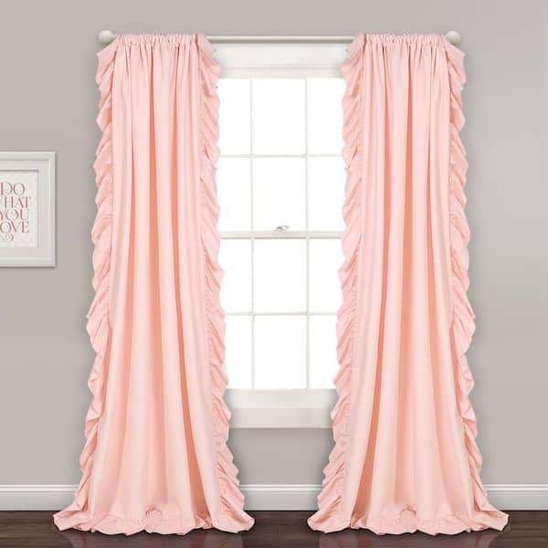 Lush Decor Blush Pink Solid Rod Pocket Room Darkening Curtain - 54 in. W x 84 in. L (Set of 2)