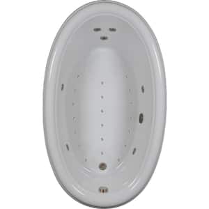 70 in. Acrylic Oval Drop-in Air and Whirlpool Bathtub in Biscuit