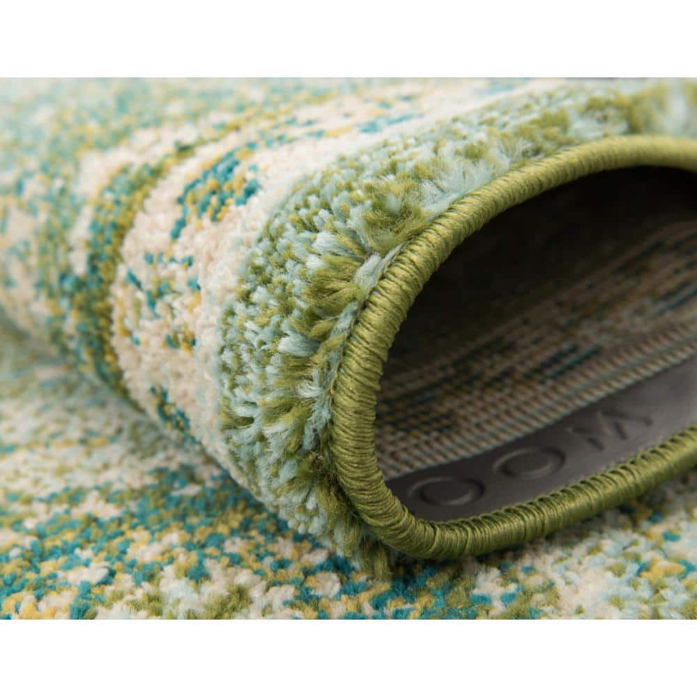 Green Abstract Pattern Square Indoor Rug
