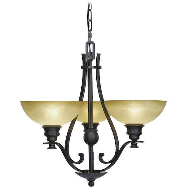 Volume Lighting Rainier 3-Light Foundry Bronze Interior Chandelier