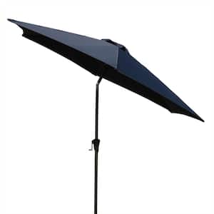 9 ft. Hexagon Aluminum Market Tilt Patio Umbrella in Navy Blue with Crank for Table Deck Pool Garden Lawn
