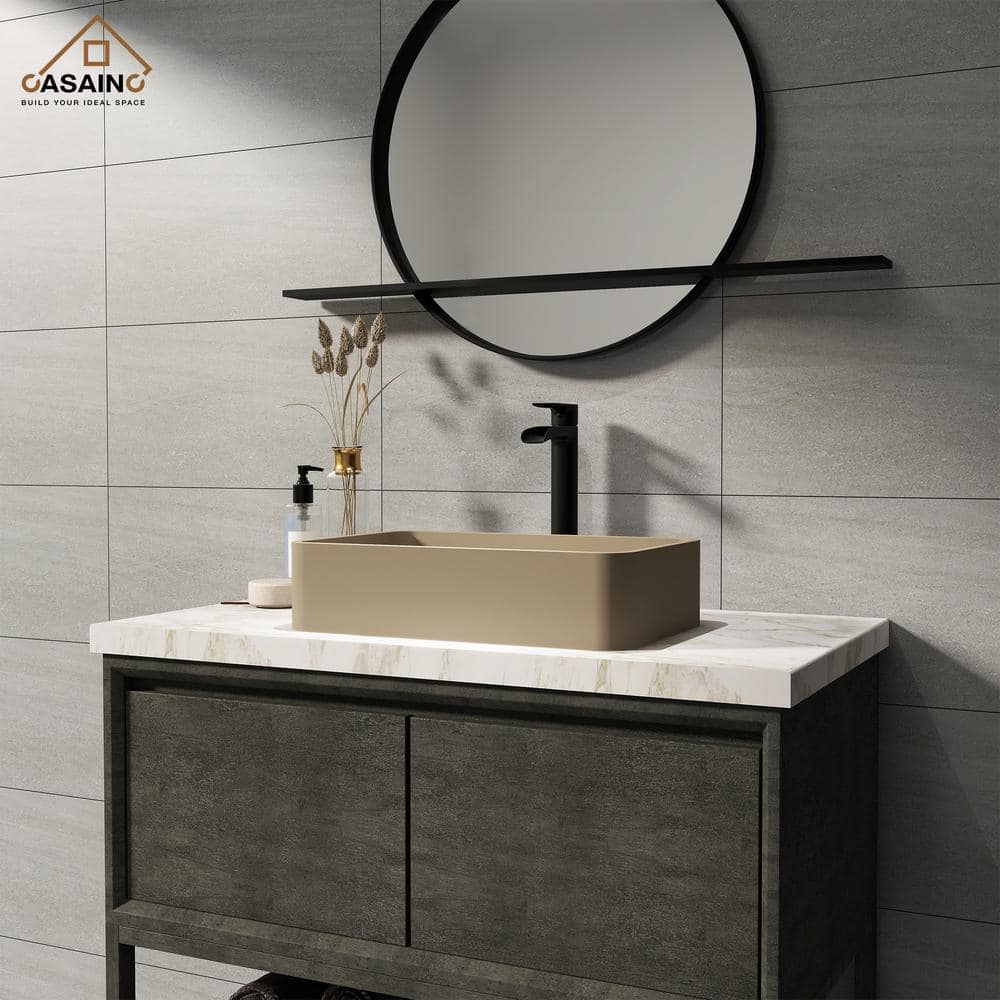 Taupe Clay Rectangular Ceramic Bathroom Sink