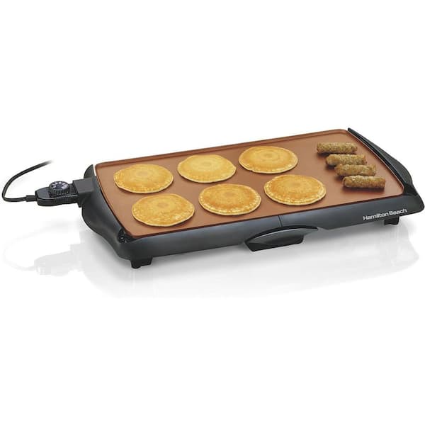 Adrinfly 3.2 in. x 24.4 in. 200 sq. in. Black Ceramic Griddle w/ Non-Stick Coating, Adjustable Temperature and Cool Touch Handles