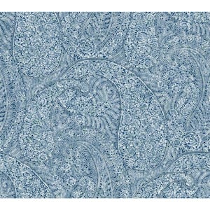60.75 sq.ft. Blue Kashmir Dreams Paisley Wallpaper