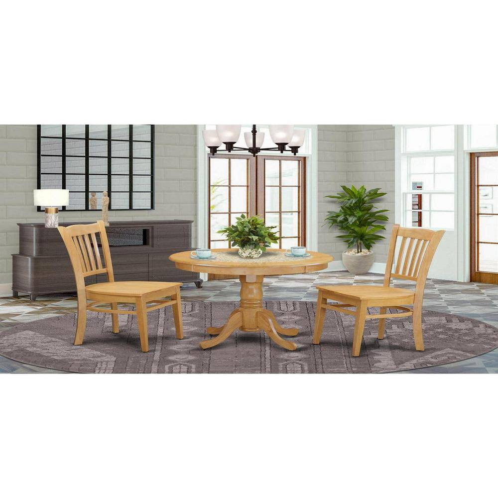 Oak Round Dining Table with 2 Chairs Set
