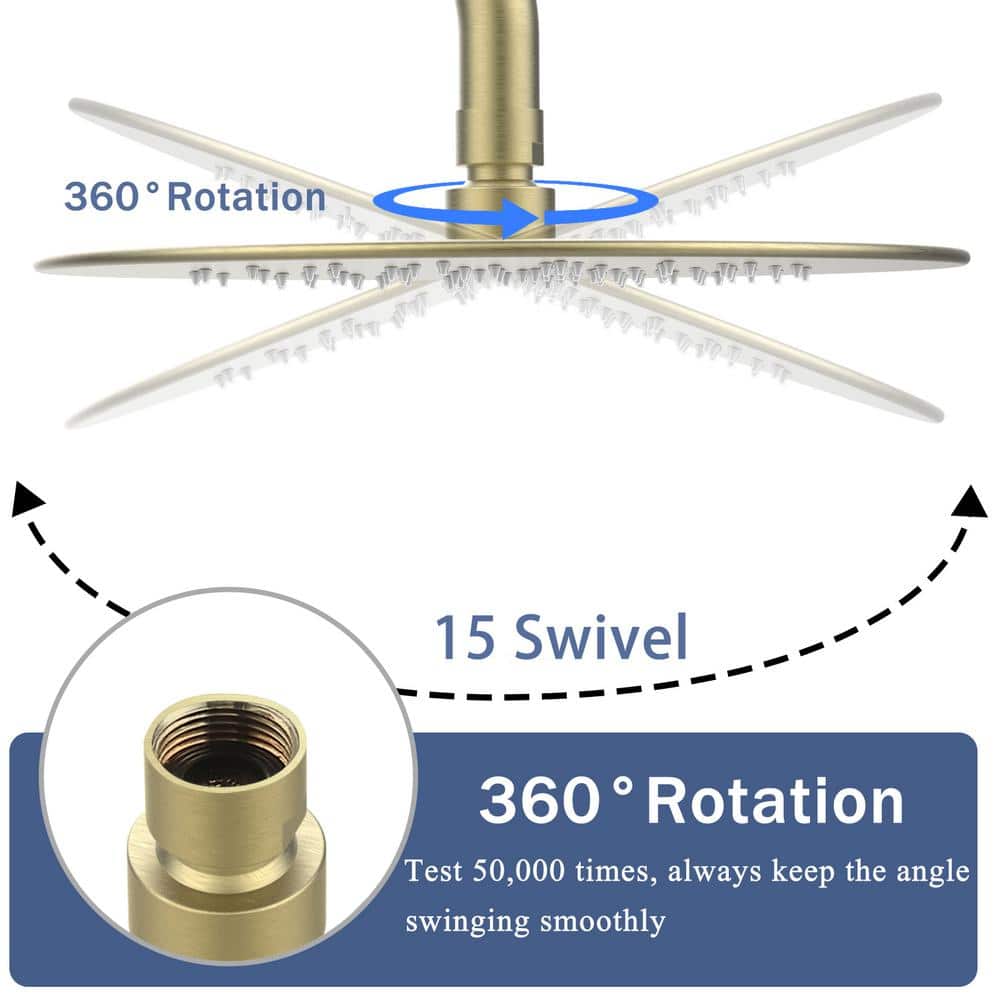 Brushed Gold Brass Rain Shower System with Handheld