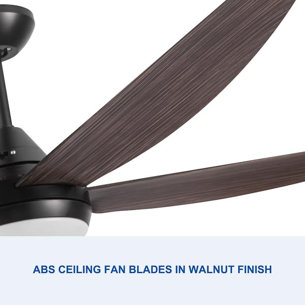 56 in. Dimmable Integrated LED Indoor Brown Blades Ceiling Fan with  Reversible motor and Remote