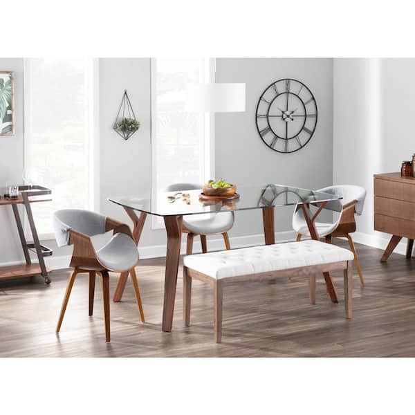 Lumisource Curvo Bent Wood Walnut and Grey Dining Accent Chair CH