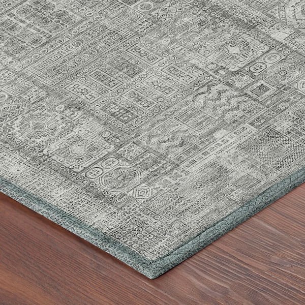 Chantille Machine Washable Indoor/Outdoor Abstract ACN2804 Silver 9 ft. x 12 ft. Area Rug