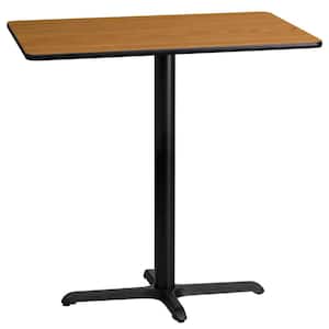 24 in. x 42 in. Rectangular Black and Natural Laminate Table Top with 22 in. x 30 in. Bar Height Table Base