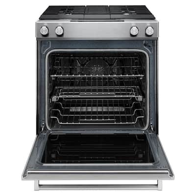 6.4 cu. ft. Downdraft Slide-In Dual Fuel Range with Self-Cleaning Convection Oven in Stainless Steel