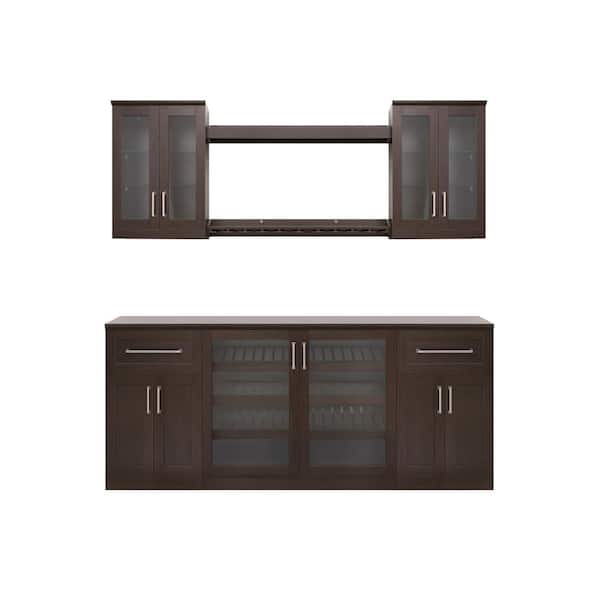 NewAge Products Home Bar 21 in. Espresso Cabinet Set (8-Piece)