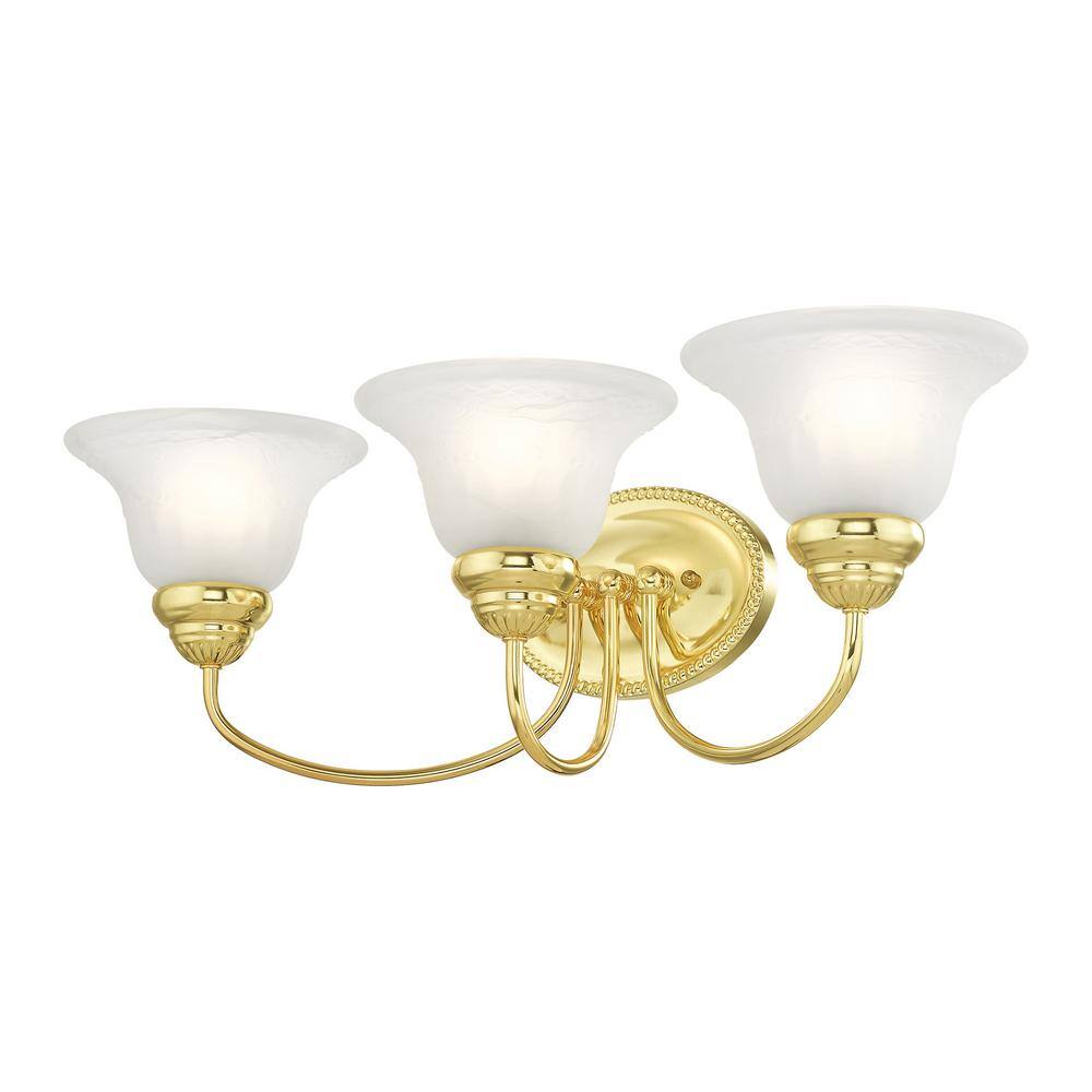Polished Brass 3-Light Vanity with White Alabaster Glass
