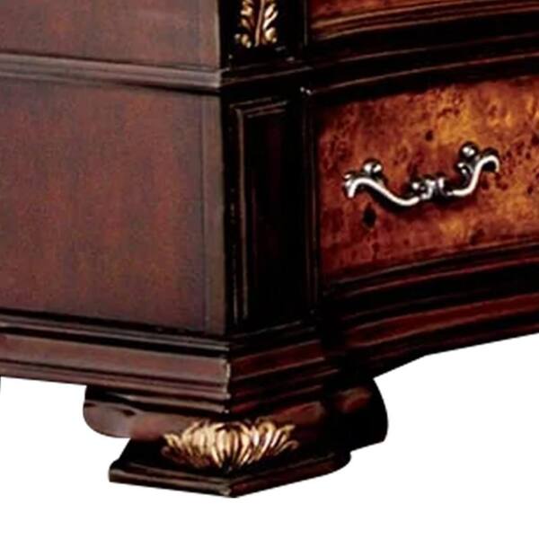 Benjara Iliana Dark Cherry Brown 8 Drawer 64.5 in. Dresser without