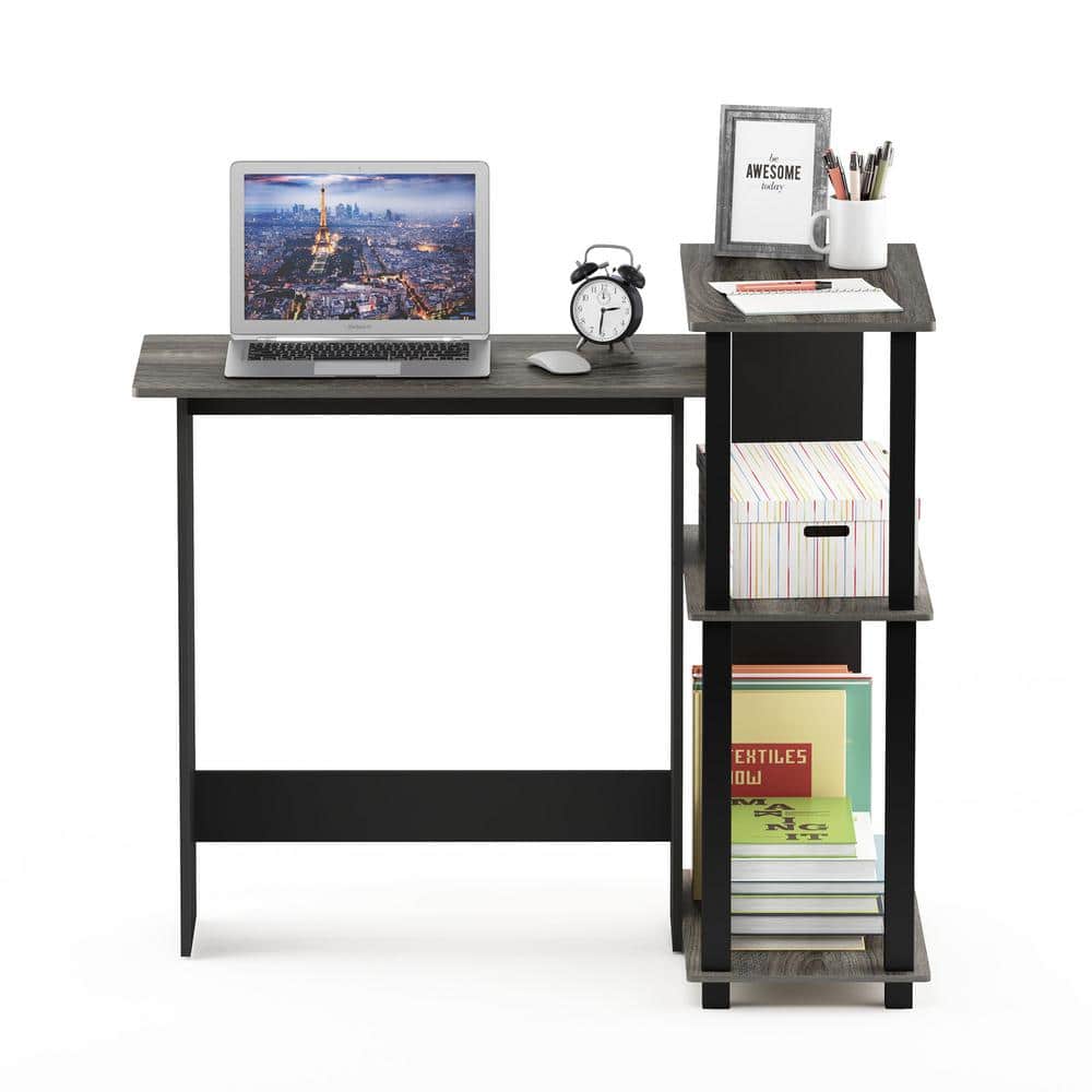 Abbott French Oak Grey Corner Computer Desk with Bookshelf