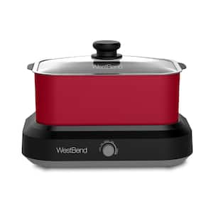 5 qt. Red Non-Stick Versatility Slow Cooker with 5-Temperature Settings Includes Travel Lid and Thermal Tote