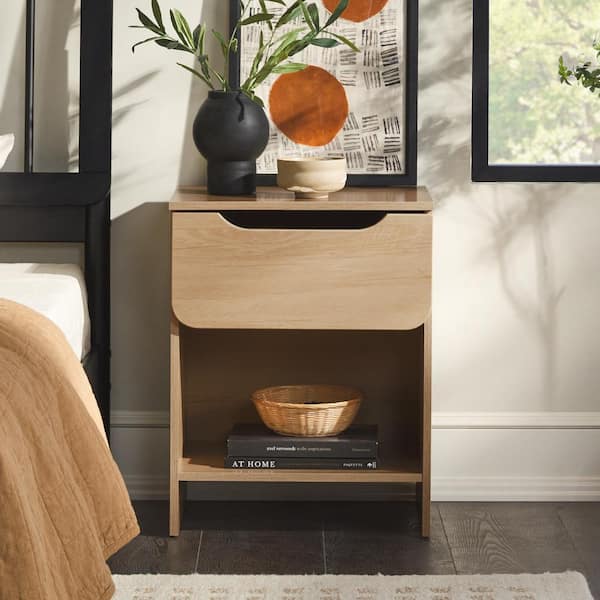 Welwick Designs 1-Drawer Riviera Modern Nightstand with Cubby