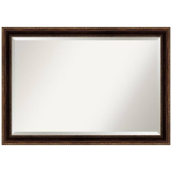 Amanti Art Corded Bronze 40 in. W x 28 in. H Framed Beveled Wall Mirror in Bronze
