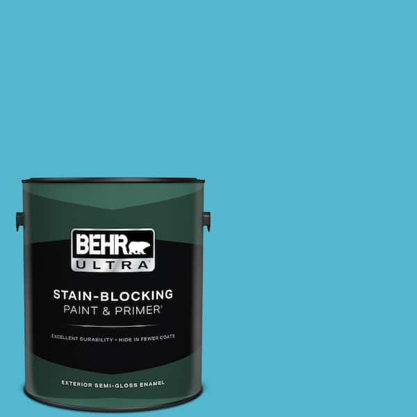 BEHR ULTRA 1 gal. #520B-5 Liquid Blue Semi-Gloss Enamel Exterior Paint & Primer