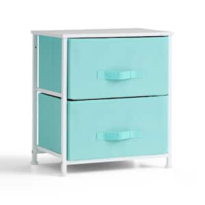Sierra 17.75 in W. x 21.25 in. H White 2-Drawer Fabric Storage Chest with Aqua Drawers