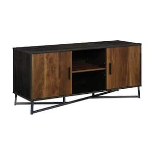 Canton Lane 54 in. Brew Oak and Grand Walnut Composite TV Stand Fits TVs Up to 60 in. with Storage Doors