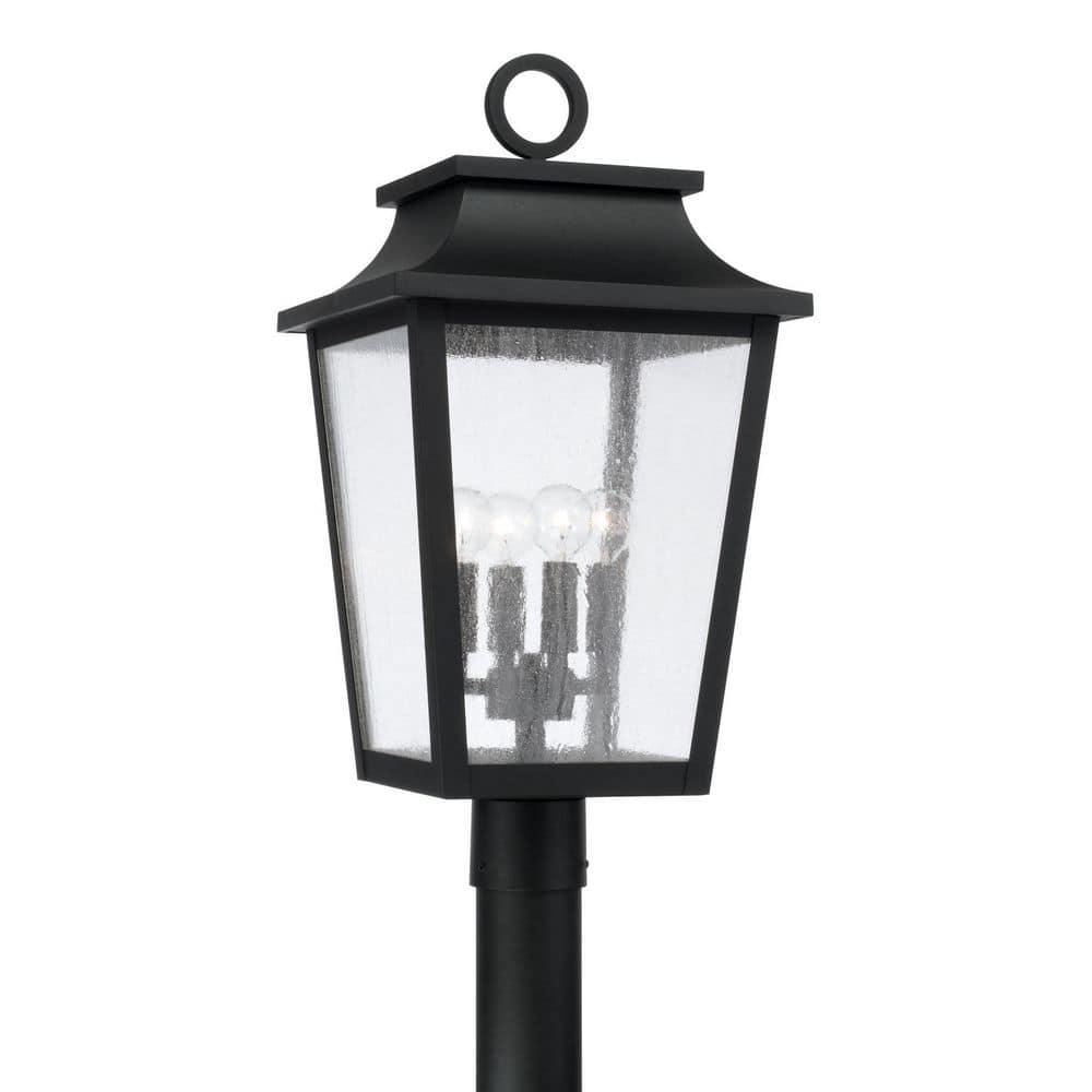 Chandler 4-Light Black Metal Hardwired Outdoor Rust Resistant Post Light with Ripple Glass with No Bulbs Included price history on PriceWatchPro