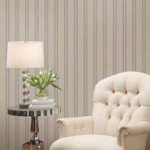 Ornamenta 2-Greige/Grey Regency Stripe Non-Pasted Vinyl on Paper Material Wallpaper Roll (Covers 57.75 sq.ft.)
