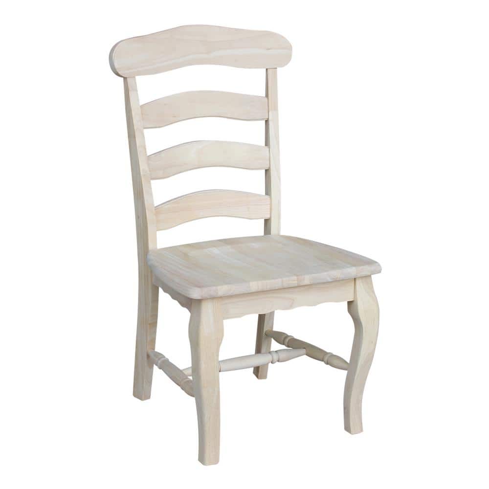 White Wood Ladderback Slat Side Chair Set