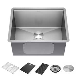 Rivet 16-Gauge Stainless Steel 24 in. Single Bowl Undermount Workstation Utility Kitchen Sink with Accessories