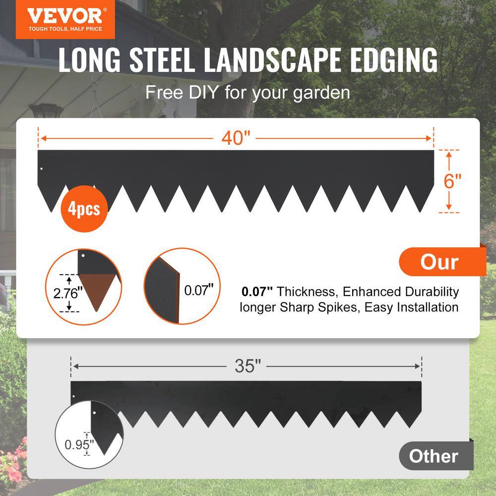Black Galvanized Steel Garden Edging Border Set