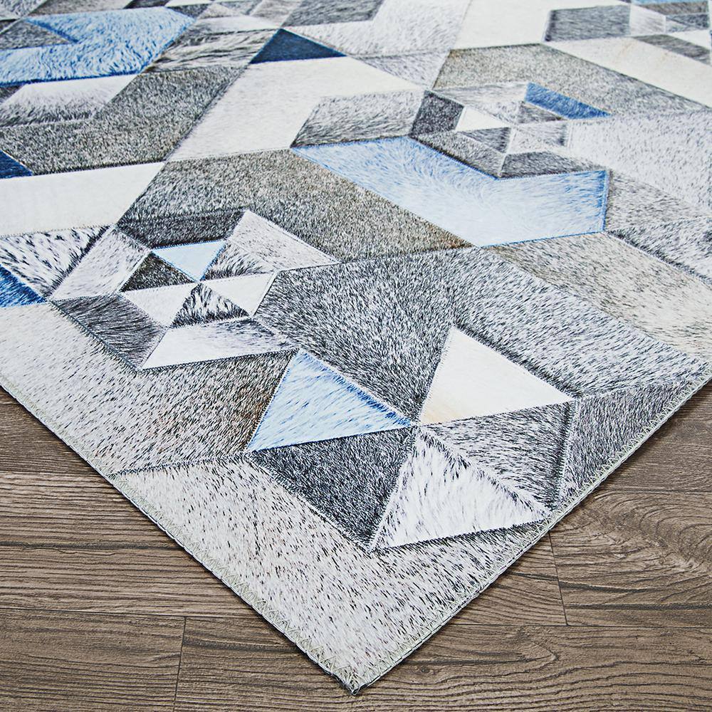 Prairie Falsterbo Modern Denim & Cream Faux Cowhide Rug, 8' x 10'