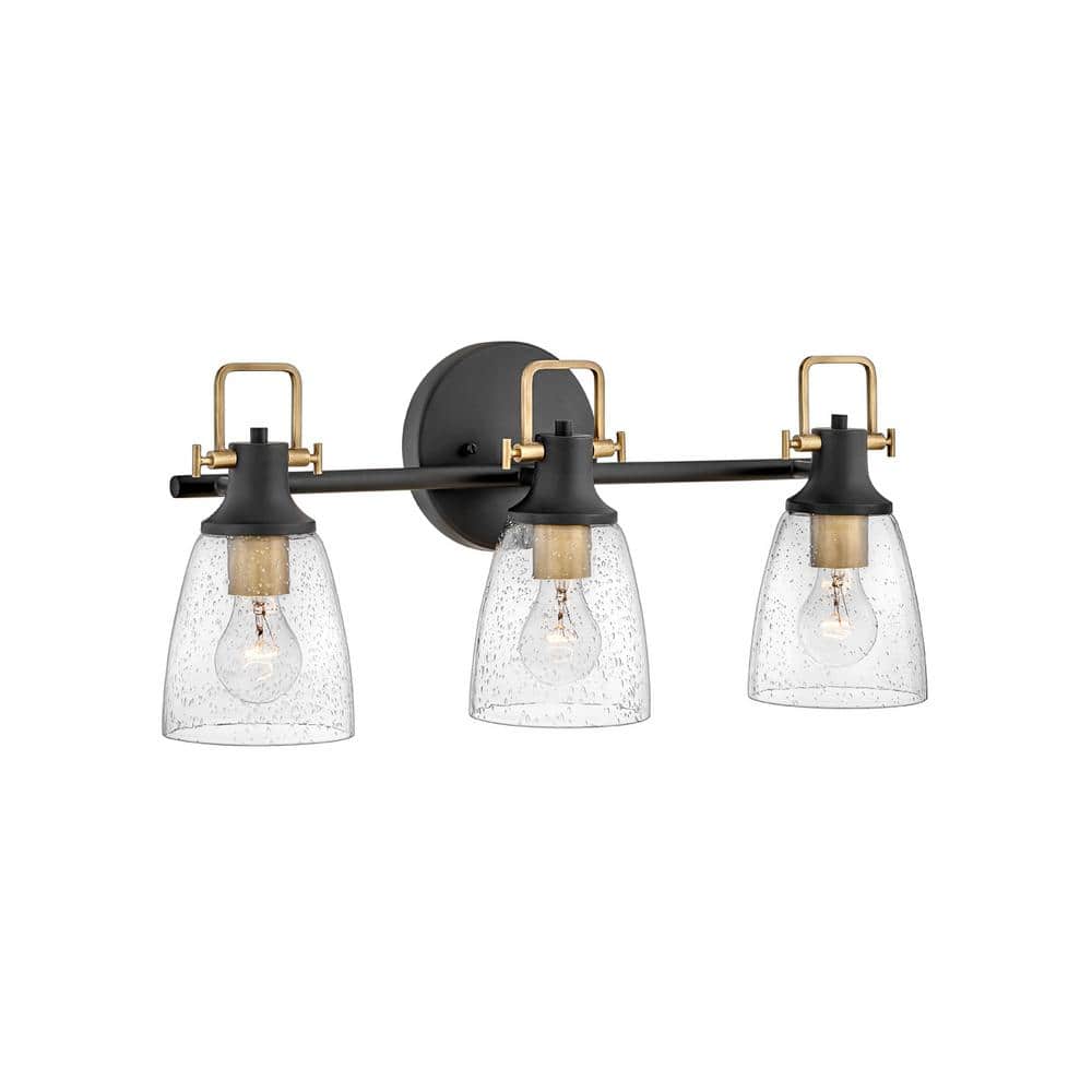 Easton Black and Brass 3-Light Vanity Fixture