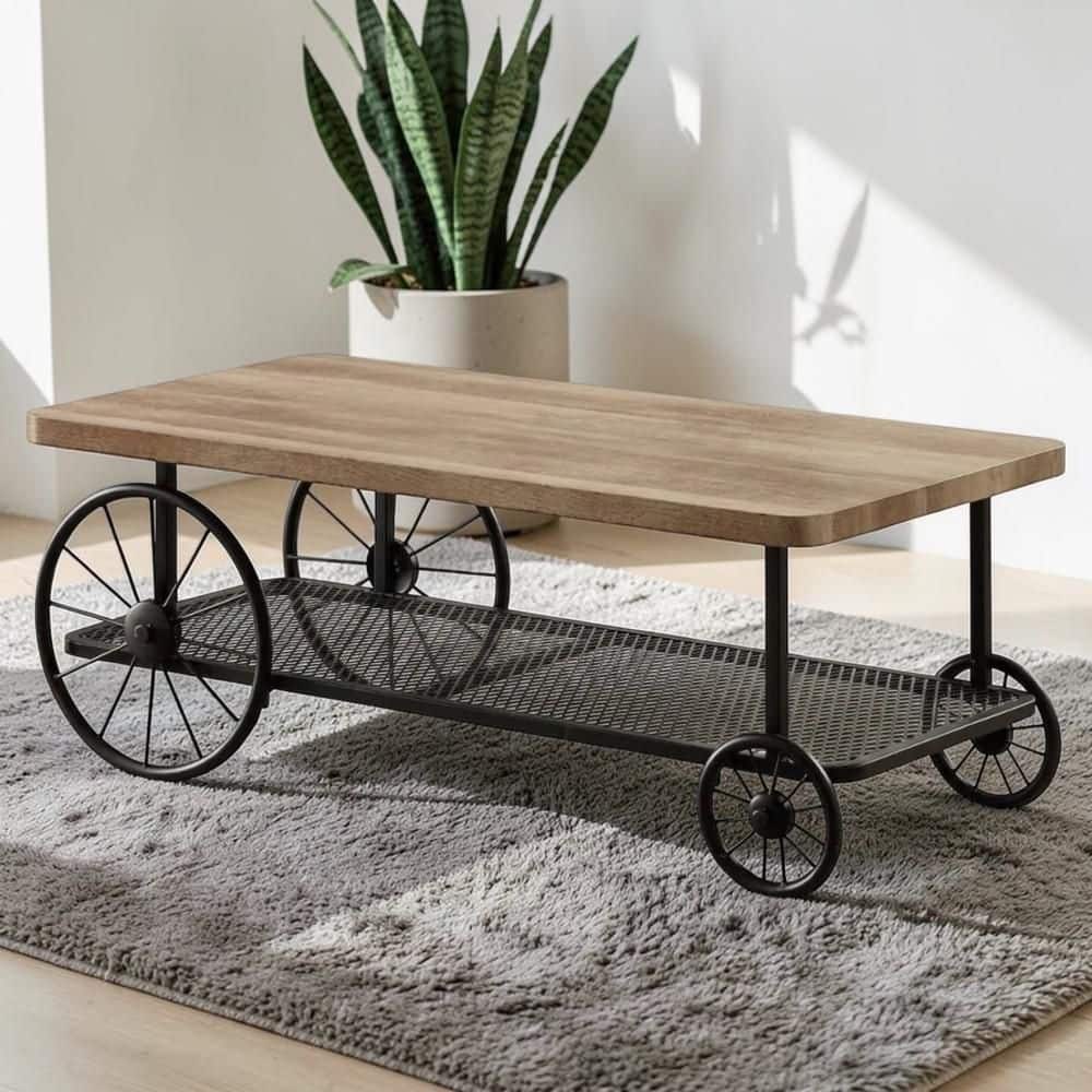 William's Home Furnishing Amihan 47 in. Sand Black Rectangle Wood