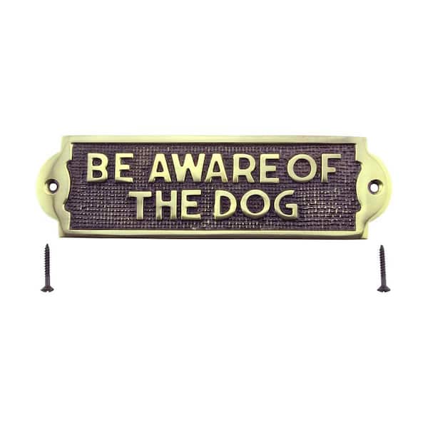 BEWARE OF DOG Handsome BRASS Information Sign incl.2 screws 