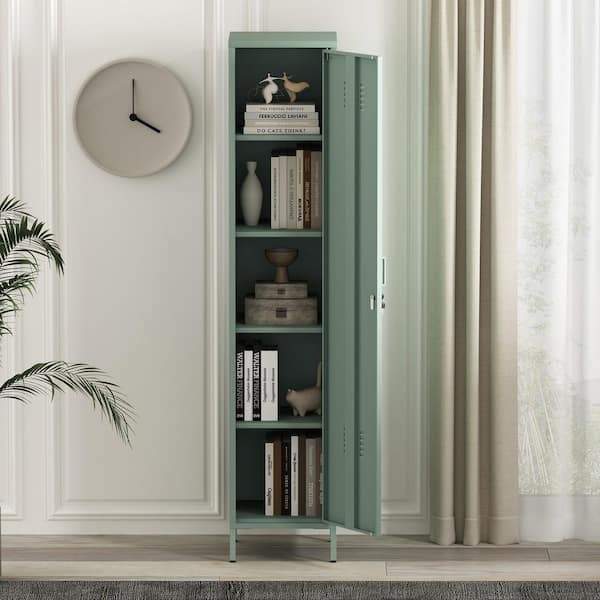 ユーティリティキャビネット+キャビネットカバー　オリーブ Manhattan Comfort Naomi 5-Adjustable Shelf Steel Single Locker