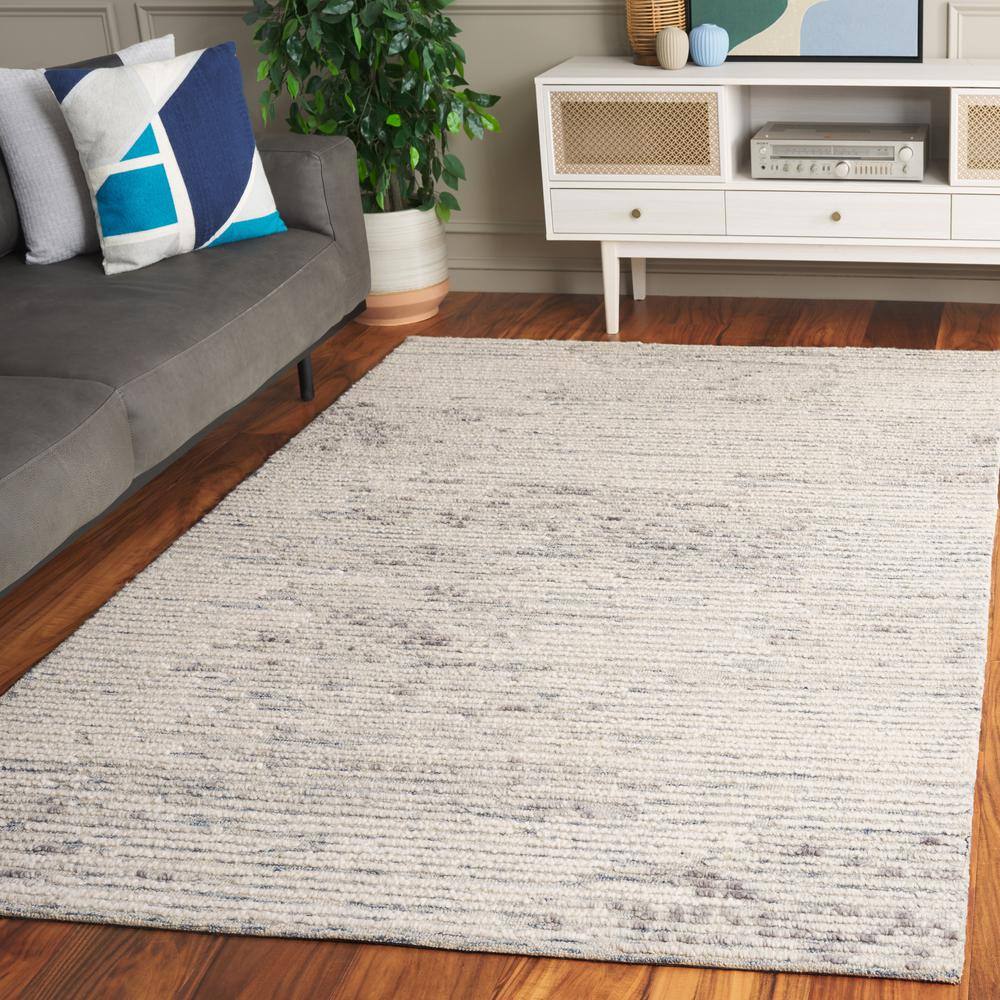 Handmade Blue Abstract Wool 8' x 10' Area Rug