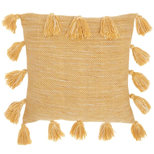 Mina Victory Lifestyles Mustard Yellow 18 in. x 18 in. Throw Pillow
