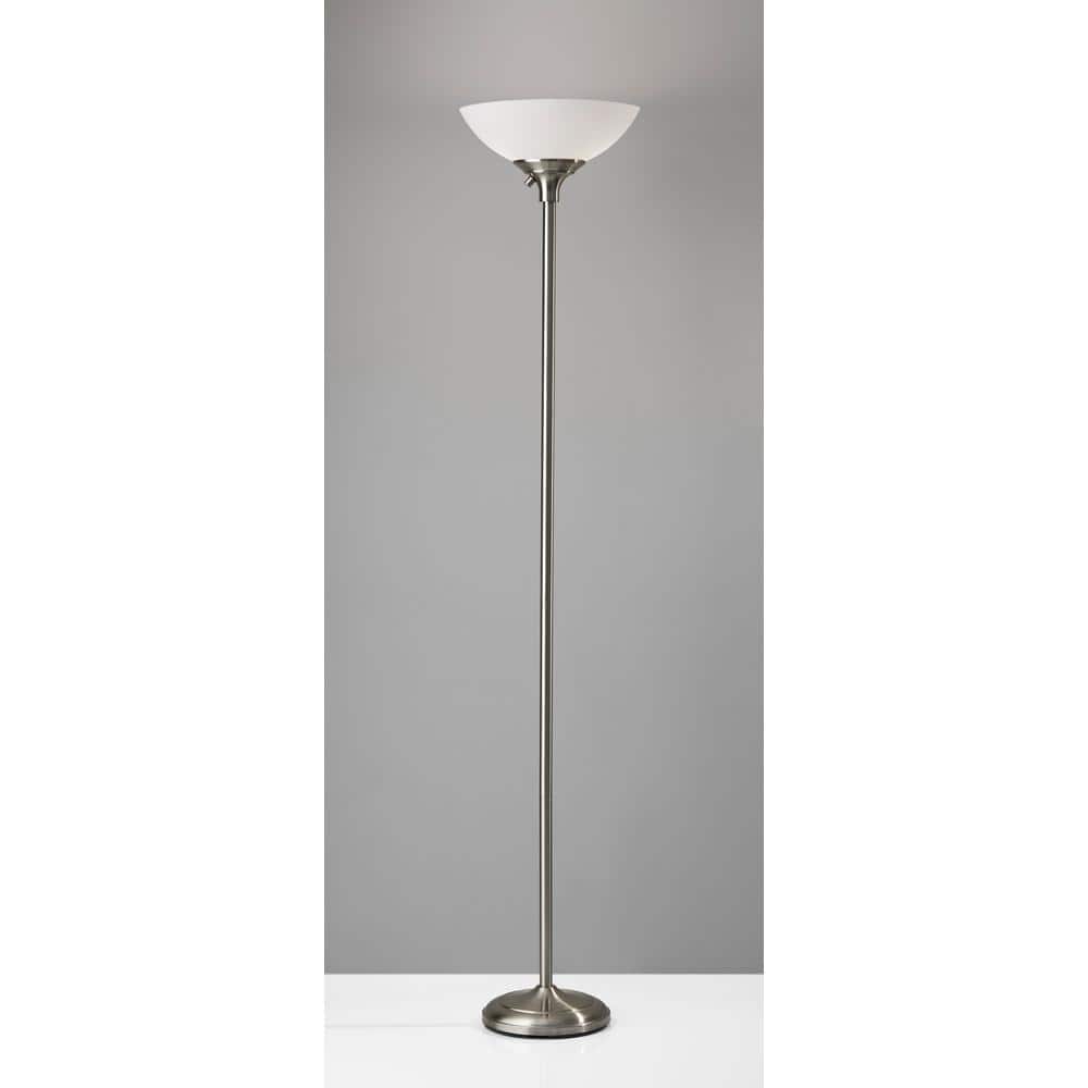 71" Brushed Steel Torchiere Floor Lamp with 3-Way Switch
