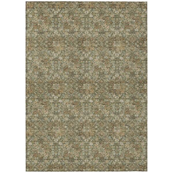 Chantille Machine Washable Indoor/Outdoor Abstract ACN2783 Olive 8 ft. x 10 ft. Area Rug