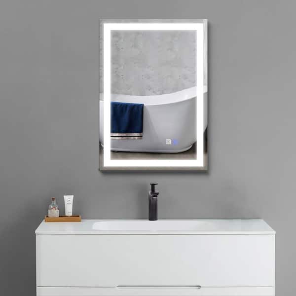 Maincraft 24 in. W x 32 in. H Rectangular Frameless LED Light Wall Mounted Bathroom Vanity Mirror in White