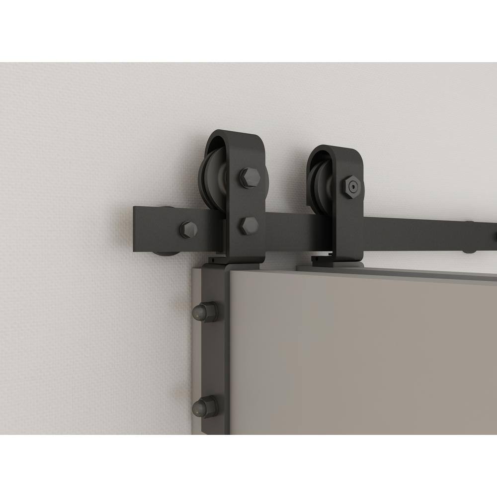 Weather Gray Stained Solid Pine Wood Bi-Fold Barn Door with Hardware Kit