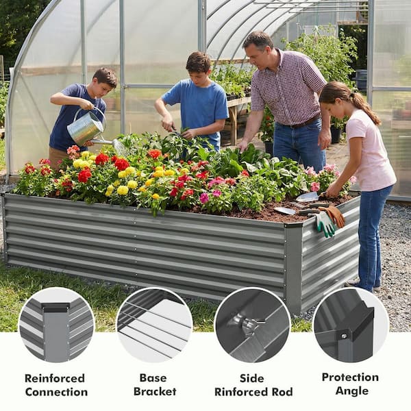 Pocassy 6 ft. x 3 ft. x 2 ft. Silver Outdoor Steel Raised Garden