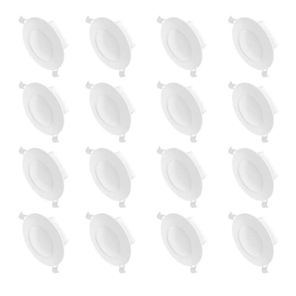 16-pack 4 in. 1000 Lumens Selectable CCT White Dimmable Integrated LED Recessed Light Trim Kit Downlight