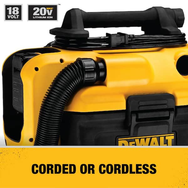 DEWALT Gal. MAX Cordless/Corded Wet/Dry Vacuum and (1) 20V MAX Compact  Lithium-Ion 2.0Ah Battery DCV581Hwb The Home Depot