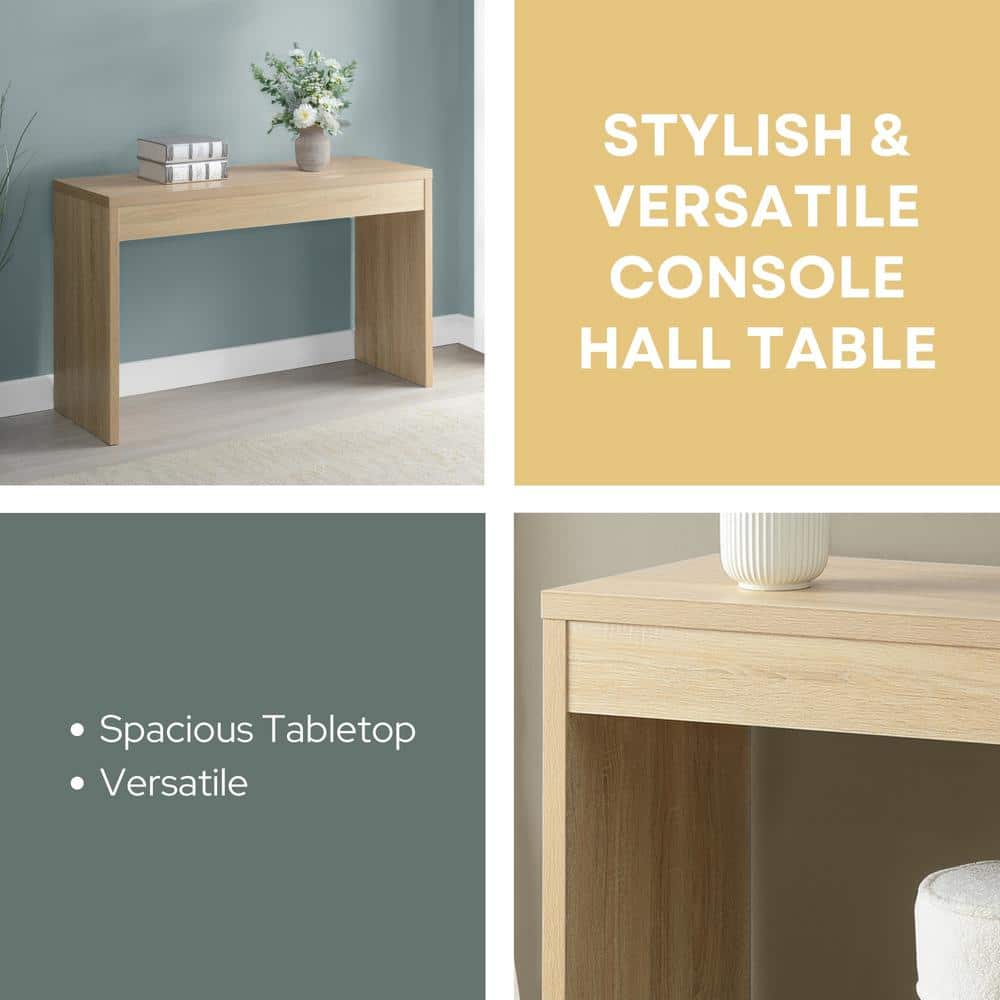 Weathered White Wood Console Table with Spacious Storage