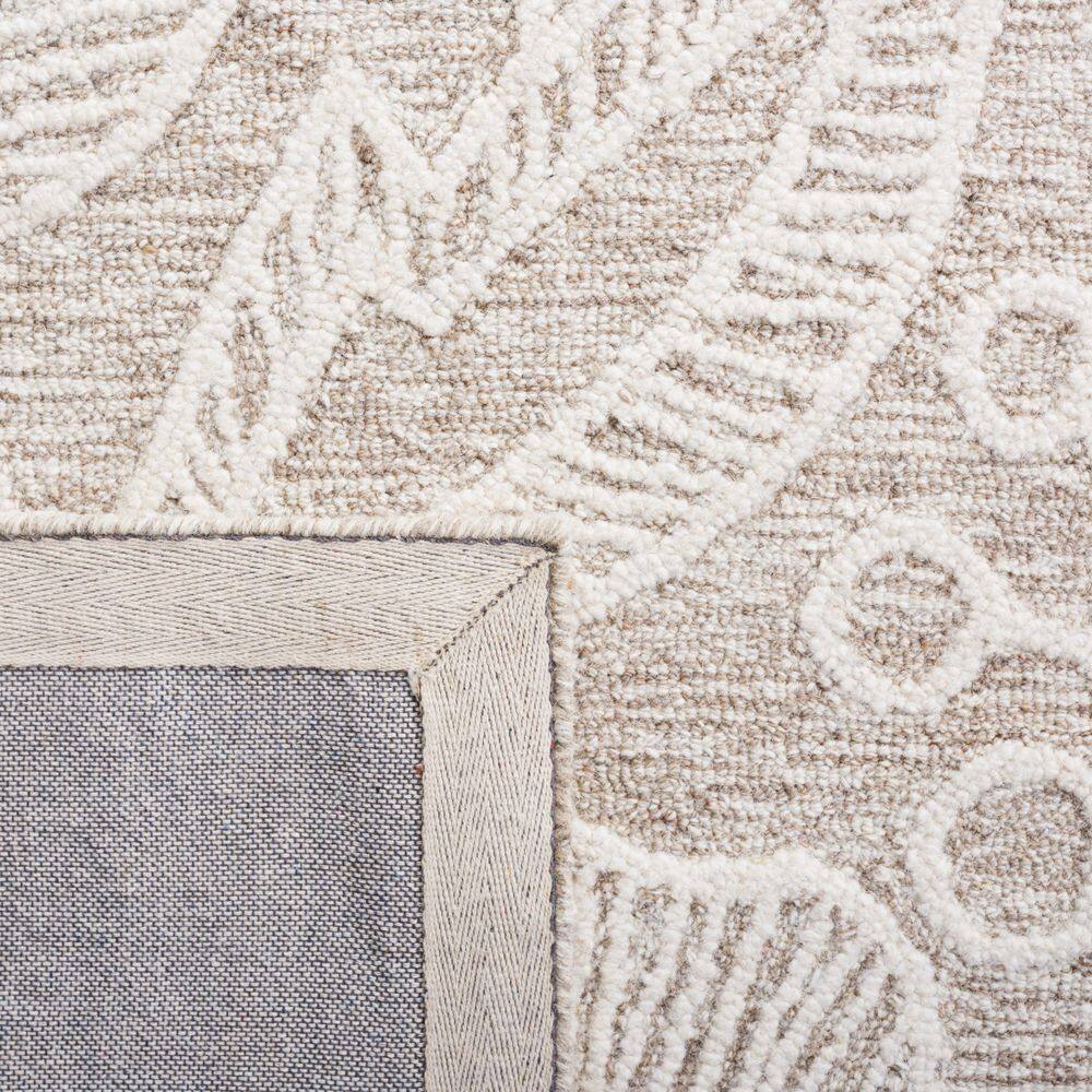 Natural Ivory Floral Hand-Tufted Wool Area Rug 5' x 8'
