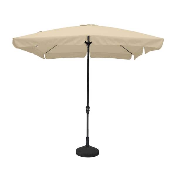 Clihome 8 ft. x 10 ft. Square Crank Design Skirt with Skylight Outdoor Market Umbrella in Beige with Base
